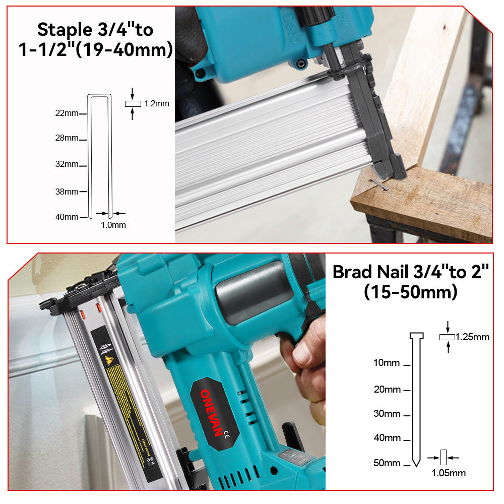 Clavadora y grapadora inalámbrica ONEVAN 2 en 1 sin escobillas | Para batería Makita de 18 V
