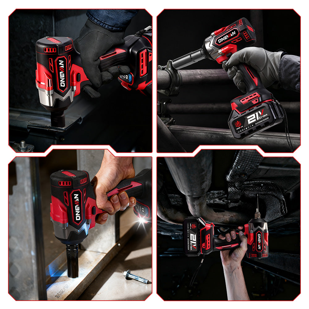 ONEVAN 1/2" 500N·m Brushless Cordless Impact Wrench (31-Piece Accessory) | For Makita 18V Battery