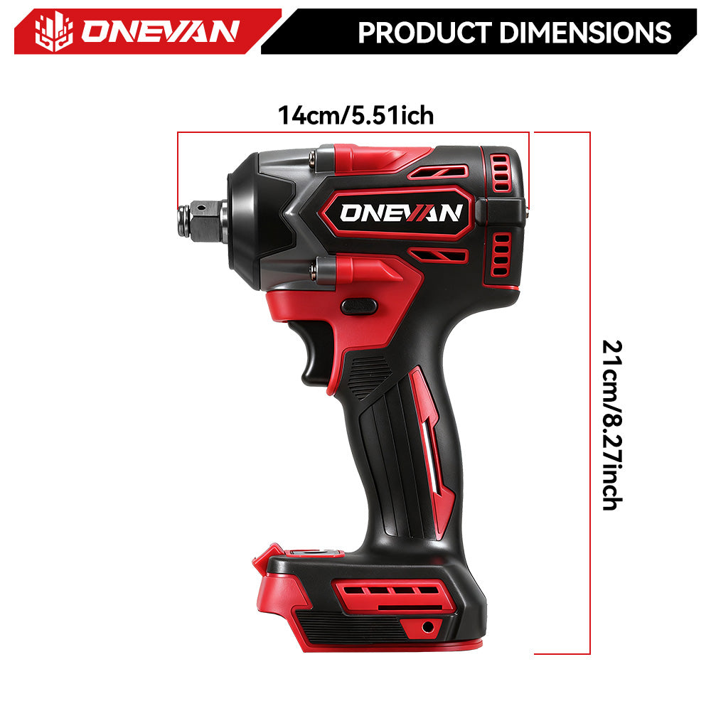 ONEVAN 1/2" 500N·m Brushless Cordless Impact Wrench (31-Piece Accessory) | For Makita 18V Battery