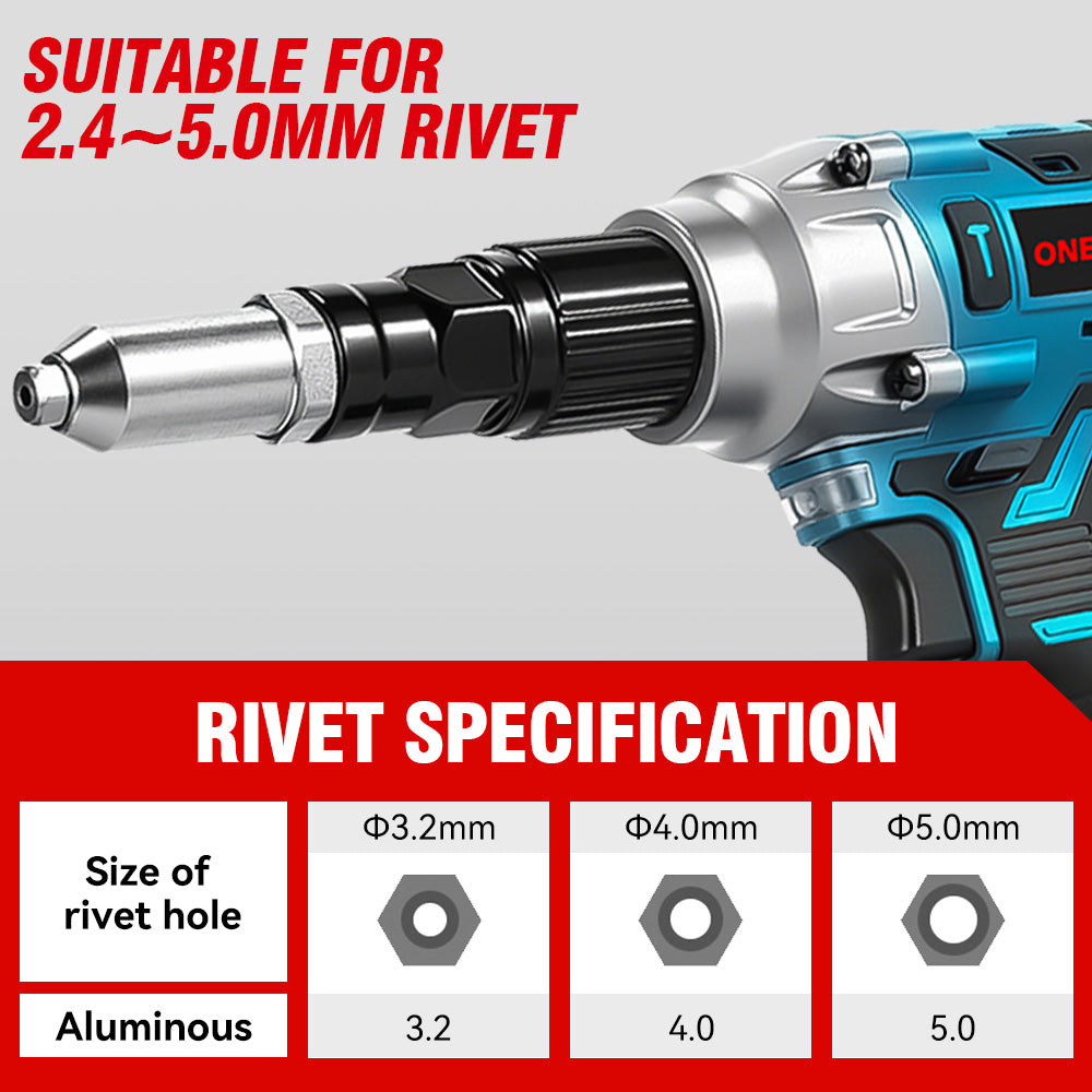ONEVAN 2.4–5.0mm Cordless Rivet Gun Tool | For Makita 18V Battery