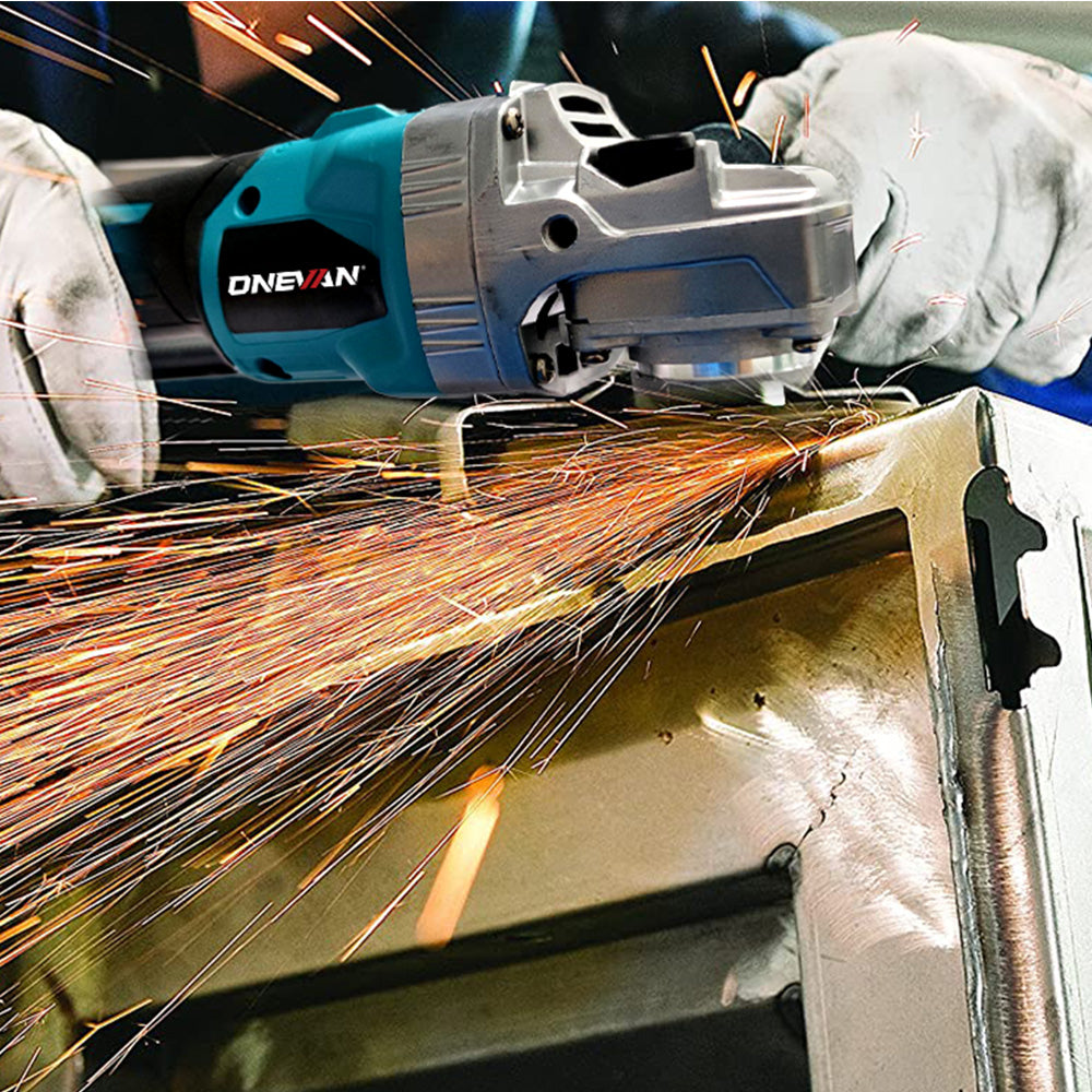 Amoladora angular inalámbrica ONEVAN de 125 mm y 6 velocidades | Para batería Makita de 18 V