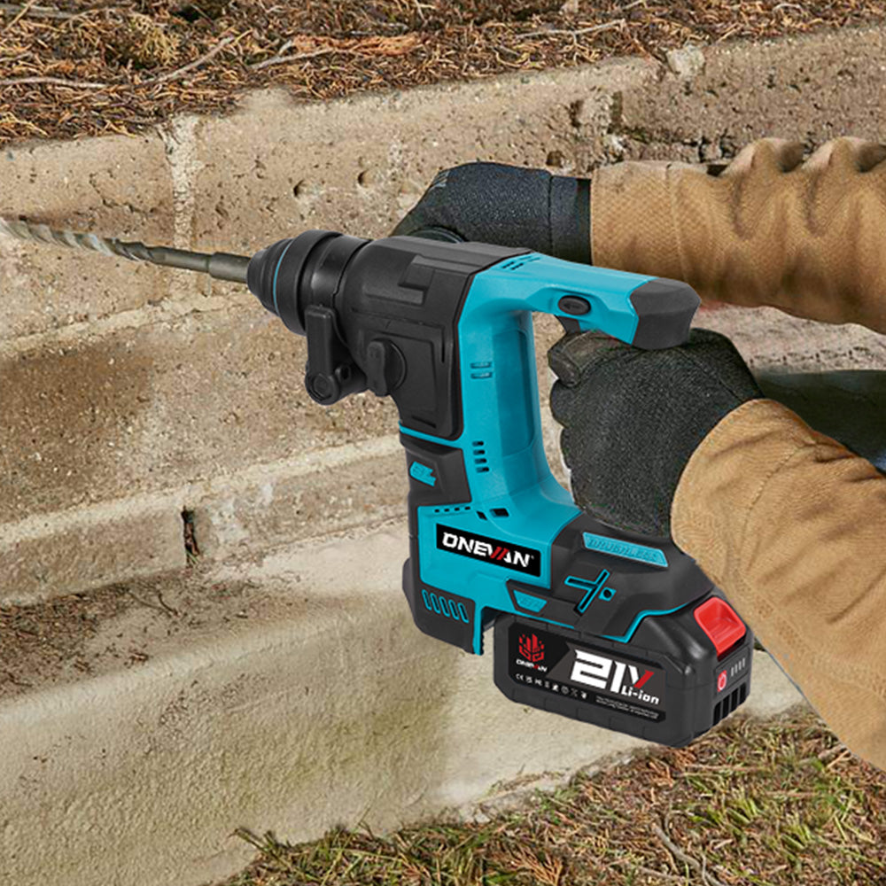 Taladro percutor rotativo sin escobillas ONEVAN de 24 mm - Perforación de hormigón y madera | Para batería Makita de 18 V