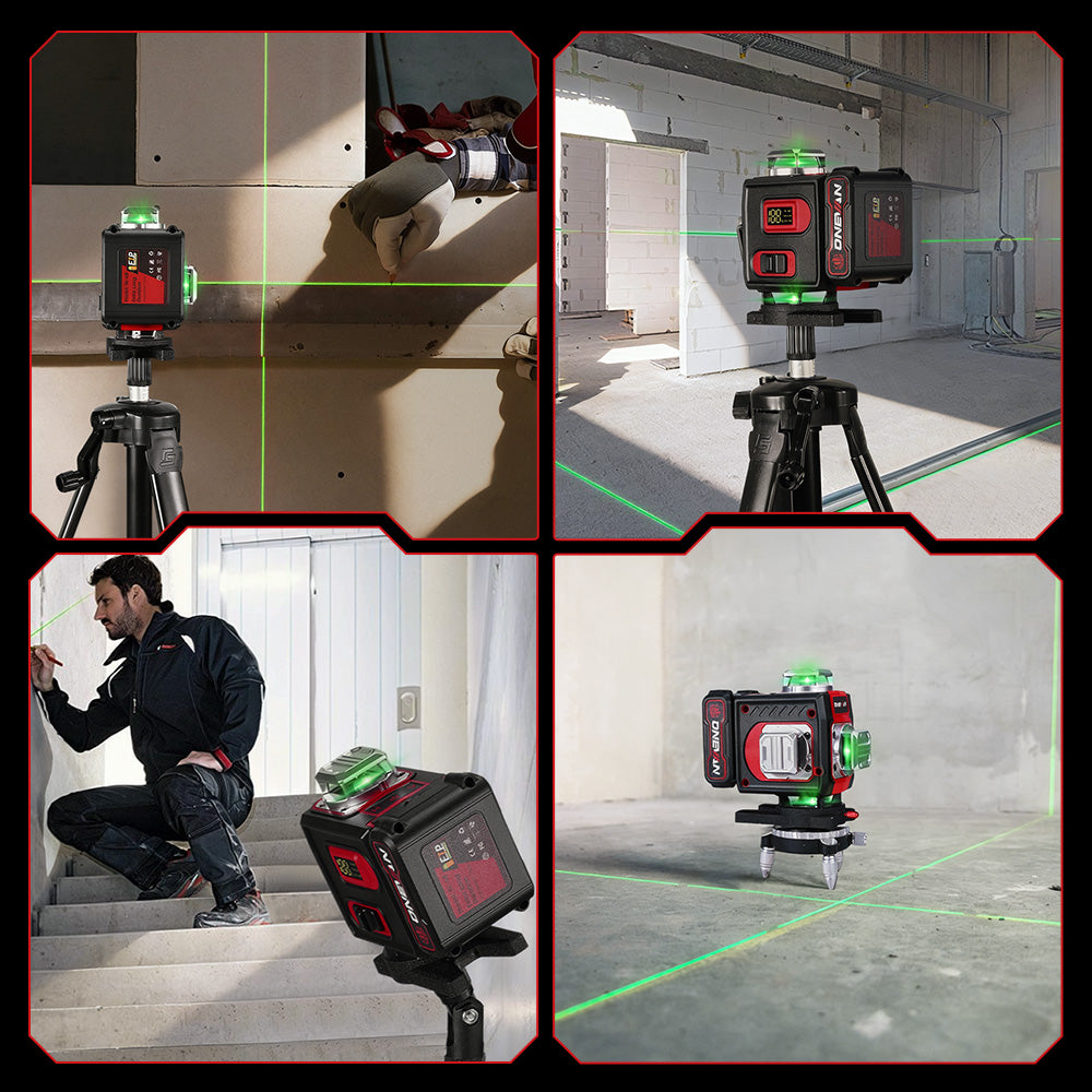 ONEVAN LK-822 Pro 16-Line 4D Laser Level | Metal Base & Lifting Platform | 1M Tripod Included
