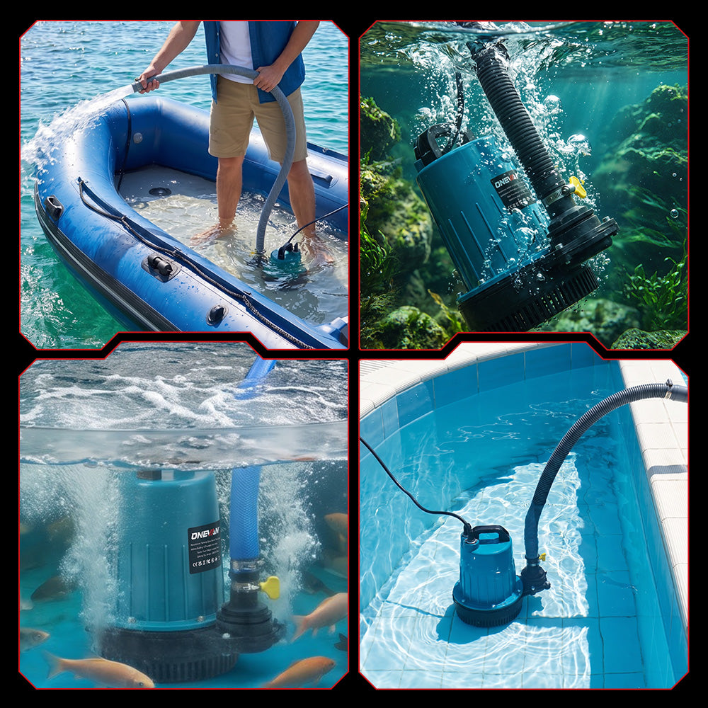 ONEVAN Akku-Tauchwasserpumpe, max. Förderhöhe 12 m | Für Makita 18V-Akkus