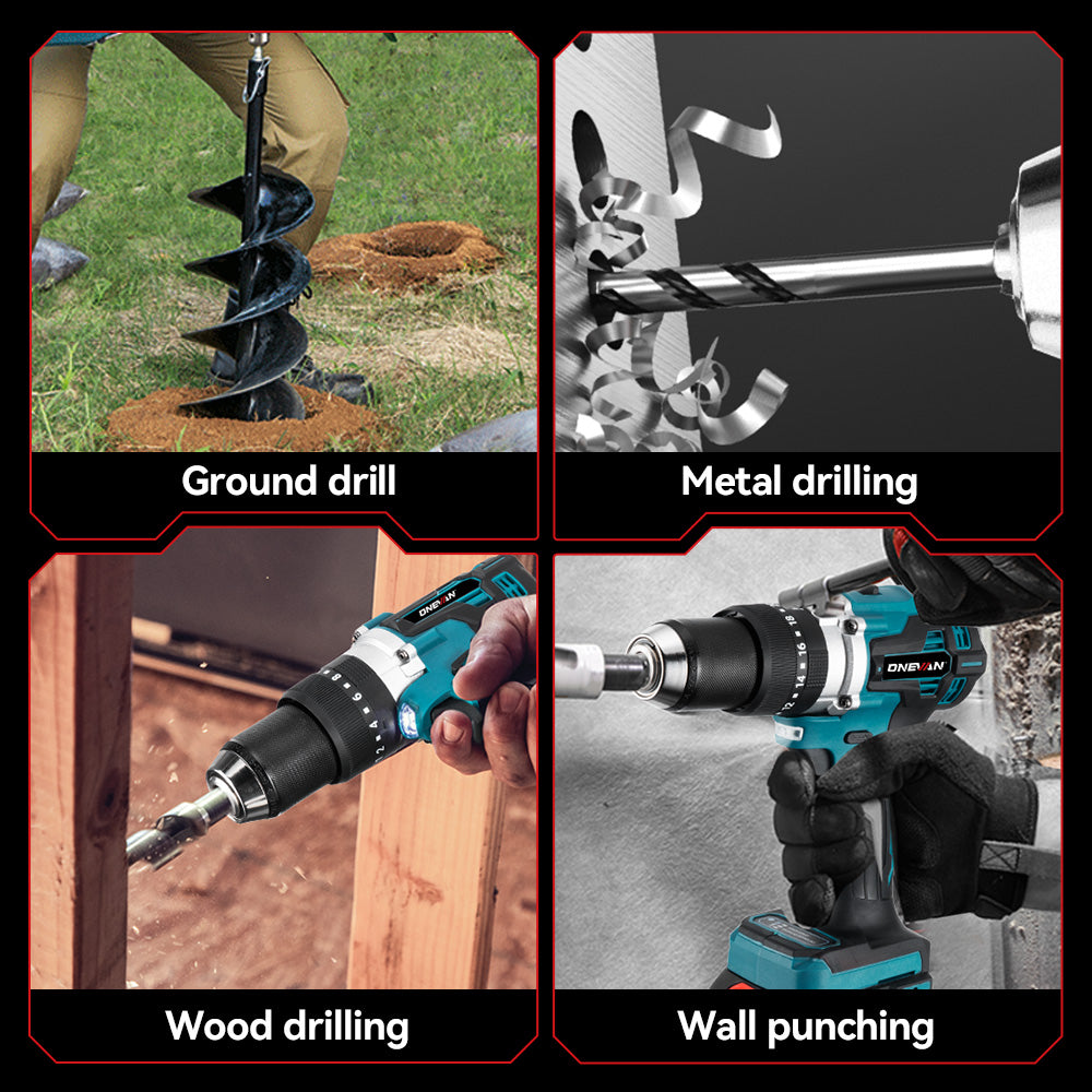 ONEVAN 140N·m 13mm Brushless Cordless Drill 20+3 Torque | For Makita 18V Battery