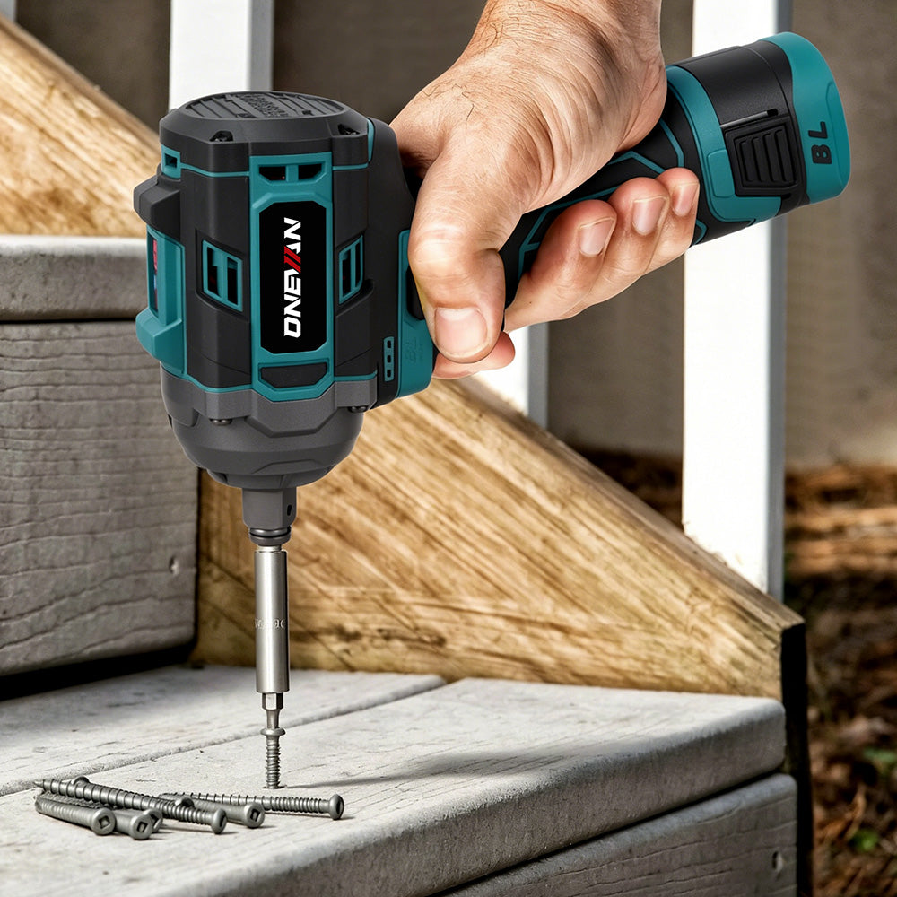Llave de impacto inalámbrica ONEVAN de 16,8 V, 1/2", 290 N·m, sin escobillas, con 2 baterías y cargador
