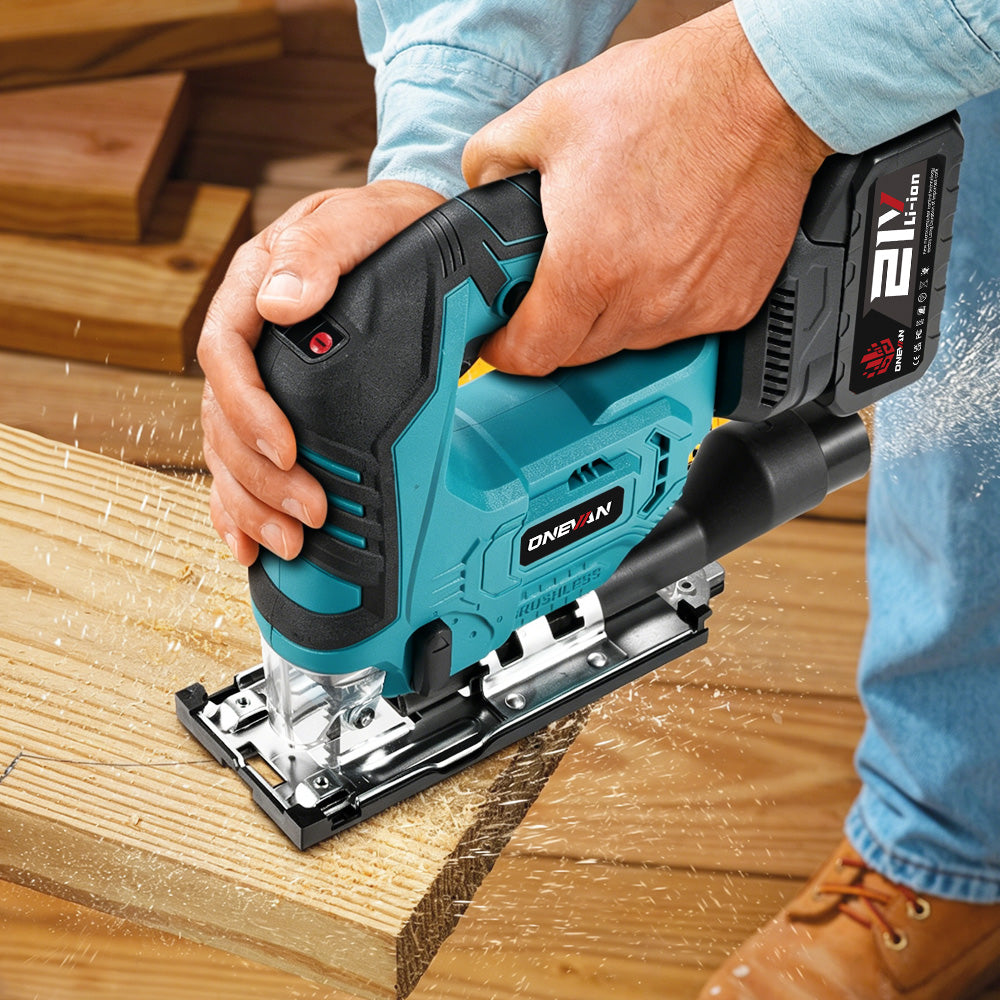 ONEVAN 135mm Brushless Cordless Jigsaw ±45 ° Bevel Capacity | For Makita 18V Battery