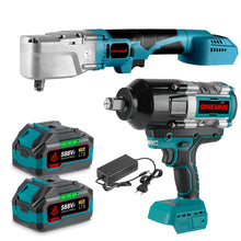 ONEVAN 3/4" 3100N·m Impact Wrench & 1/2'' 1000N·m Ratchet Wrench Brushless Cordless 2‑Pc. Combo Kit 6.0Ah