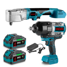 ONEVAN 3/4" 3100N·m Impact Wrench & 1/2'' 1000N·m Ratchet Wrench Brushless Cordless 2‑Pc. Combo Kit 6.0Ah