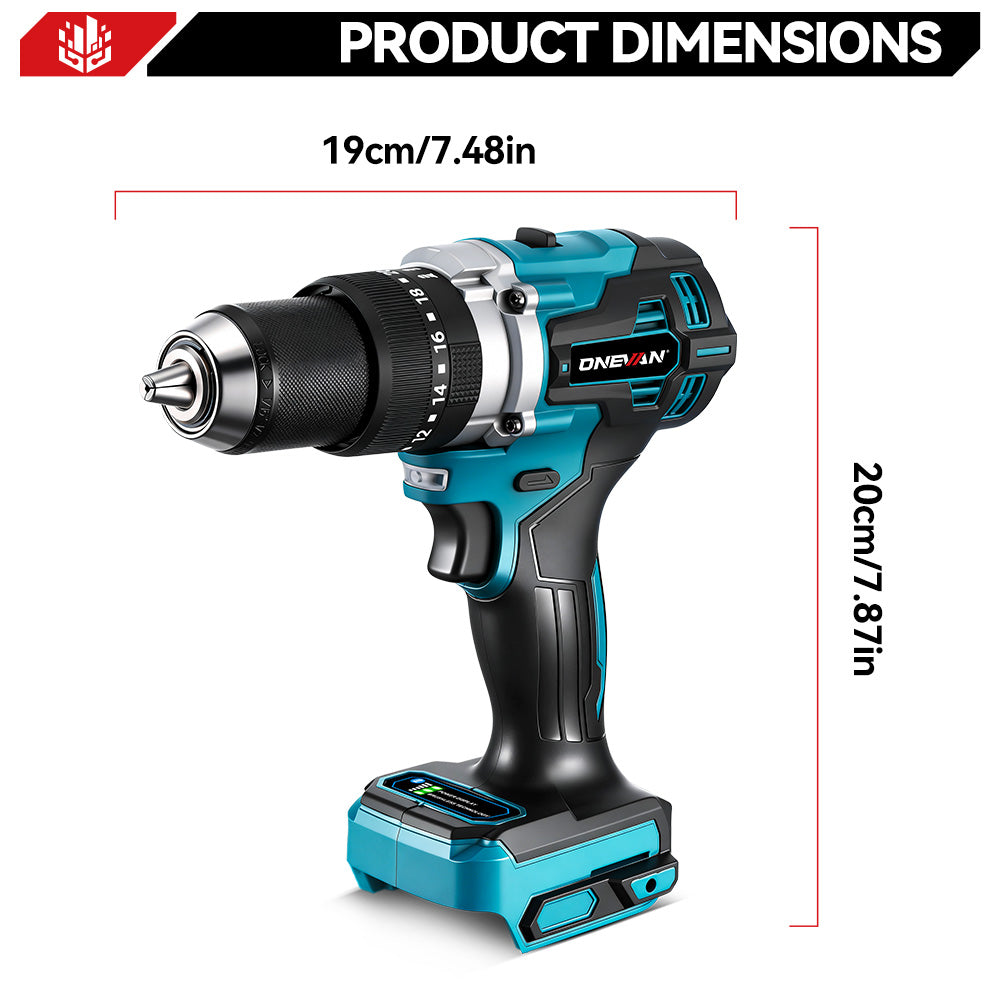 ONEVAN 140N·m 13mm Brushless Cordless Drill 20+3 Torque | For Makita 18V Battery