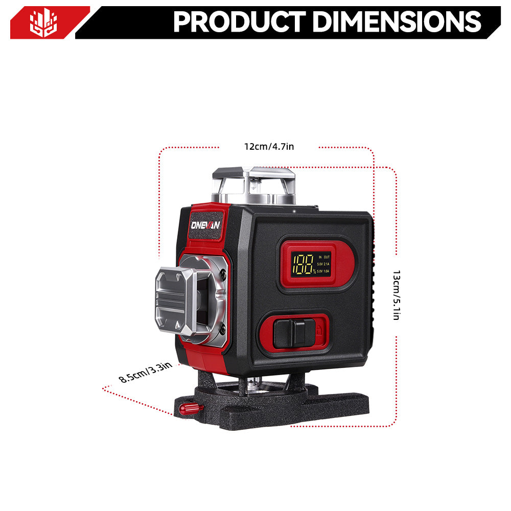 ONEVAN LK-822 16-Line 4D Laser Level | Digital Display | Rotatable Window & Base