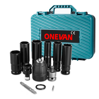 ONEVAN Cordless Wrench Tool Storage Case with 12-Piece Wrench Set - Compatible with SKU005304, SKU005194