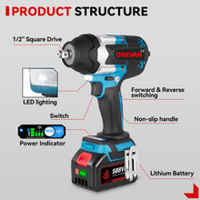 ONEVAN 1/2" 1800N·m Torque Brushless Cordless Impact Wrench | For Makita 18V Battery