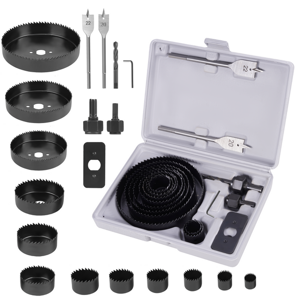 ONEVAN 19-Piece Drill Accessory Kit – Carbon Steel Hole Saws & Combina ONEVAN 19-Piece Drill Accessory Kit – Carbon Steel Hole Saws & Combina