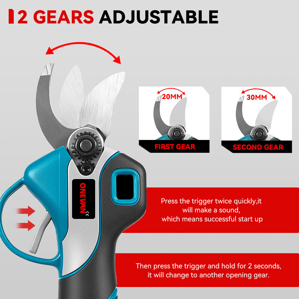 ONEVAN 30mm Brushless Cordless Pruning Shears Kit (2-Speed) | For Makita 18V Battery