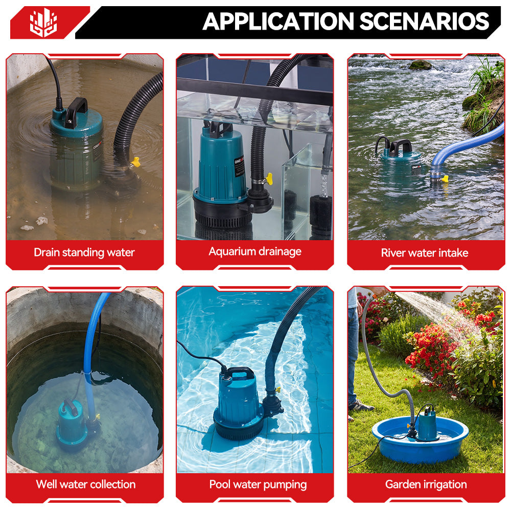 ONEVAN Akku-Tauchwasserpumpe, max. Förderhöhe 12 m | Für Makita 18V-Akkus