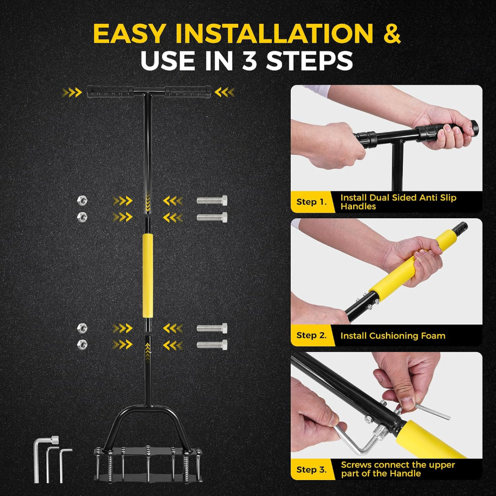 ONEVAN Lawn Aerator 15-Spike Manual Soil Aeration Tool