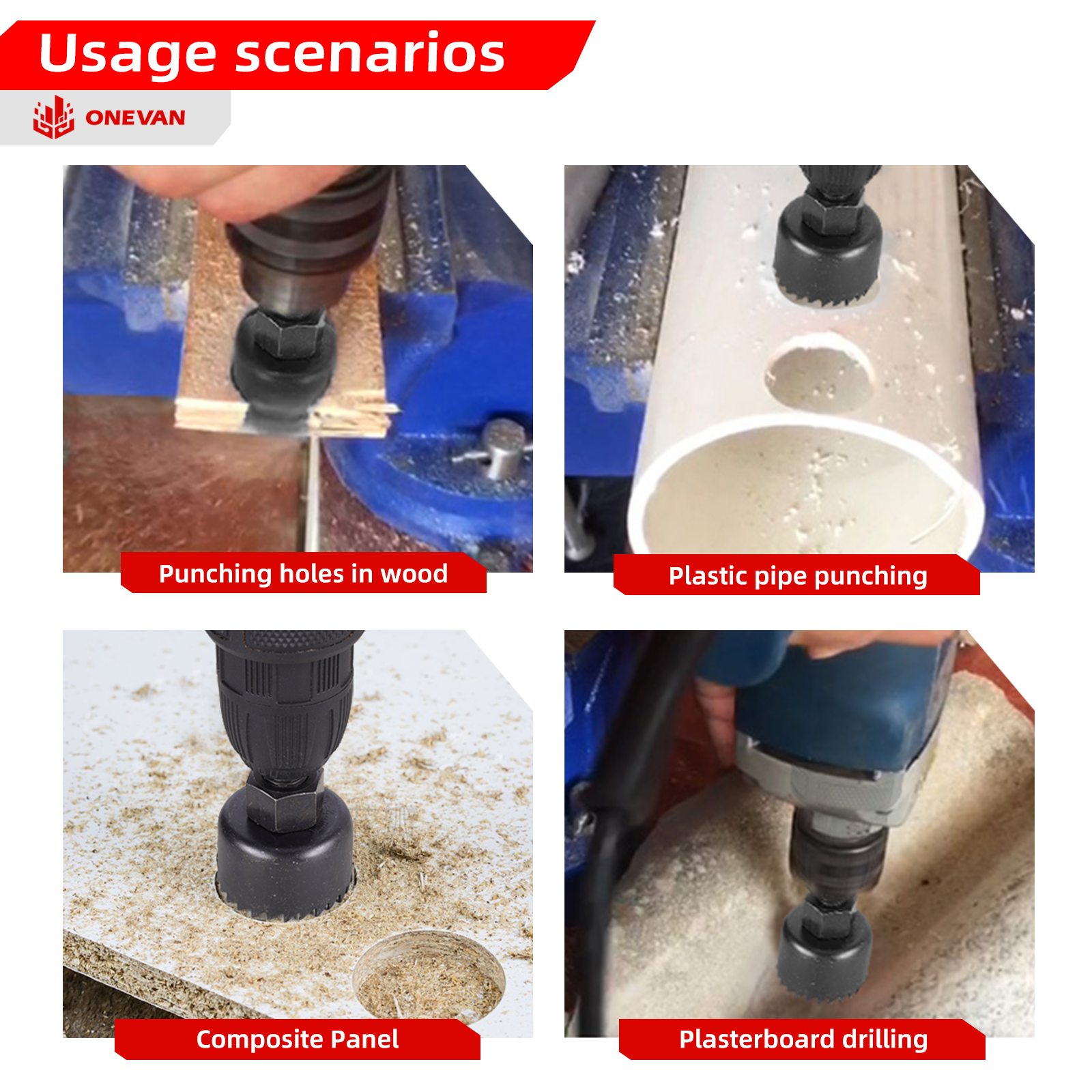 ONEVAN 19-Piece Drill Accessory Kit – Carbon Steel Hole Saws & Combination Sockets