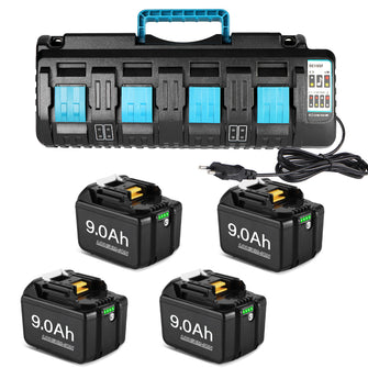 ONEVAN 4 Slot-18V 6.0Ah 9.0Ah Li-Ion Battery Kit for Makita 18V Batteries