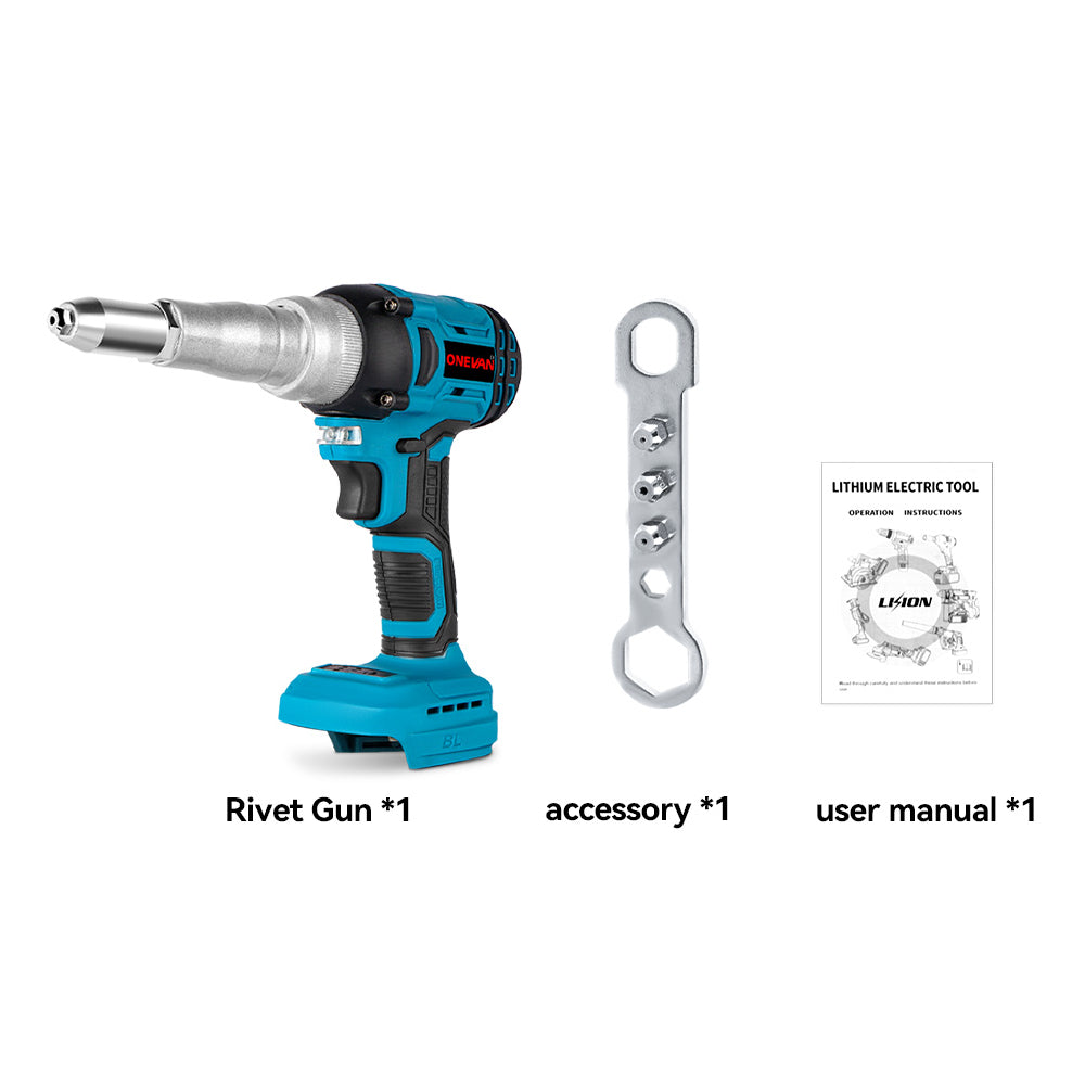 ONEVAN Paint Spray Gun & Green Laser Level & Electric Rivet Gun Brushless Cordless 3‑Pc. Combo Kit 6.0Ah