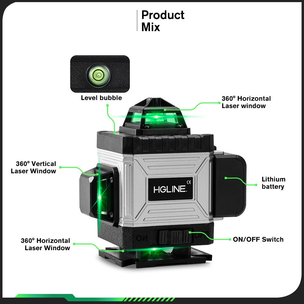 ONEVAN 16 lignes 4D 360 ° niveau Laser + 2 batterie + sacoche + support + télécommande + appli mobile NEUF / PRO / livraison gratuite - Bricolage ONEVAN 16 lignes 4D 360 ° niveau Laser + 2 batterie + sacoche + support + télécommande + appli mobile NEUF / PRO / livraison gratuite - Bricolage