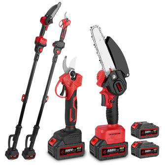 ONEVAN 6" Chainsaw & 25mm Pruner with 2m Telescoping Pole Brushless Cordless Combo Kit