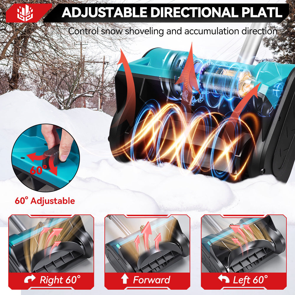 Quitanieves inalámbrico plegable ONEVAN de 12" – Pala de mano sin escobillas | Para batería Makita de 18 V