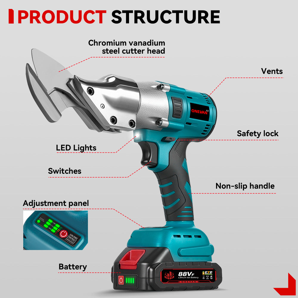 ONEVAN Cordless Electric Metal Shear | For Makita 18-21V Battery