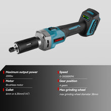 ONEVAN 6mm Brushless Cordless Die Grinder with 4-Speed Variable Adjustment | For Makita 18V Battery