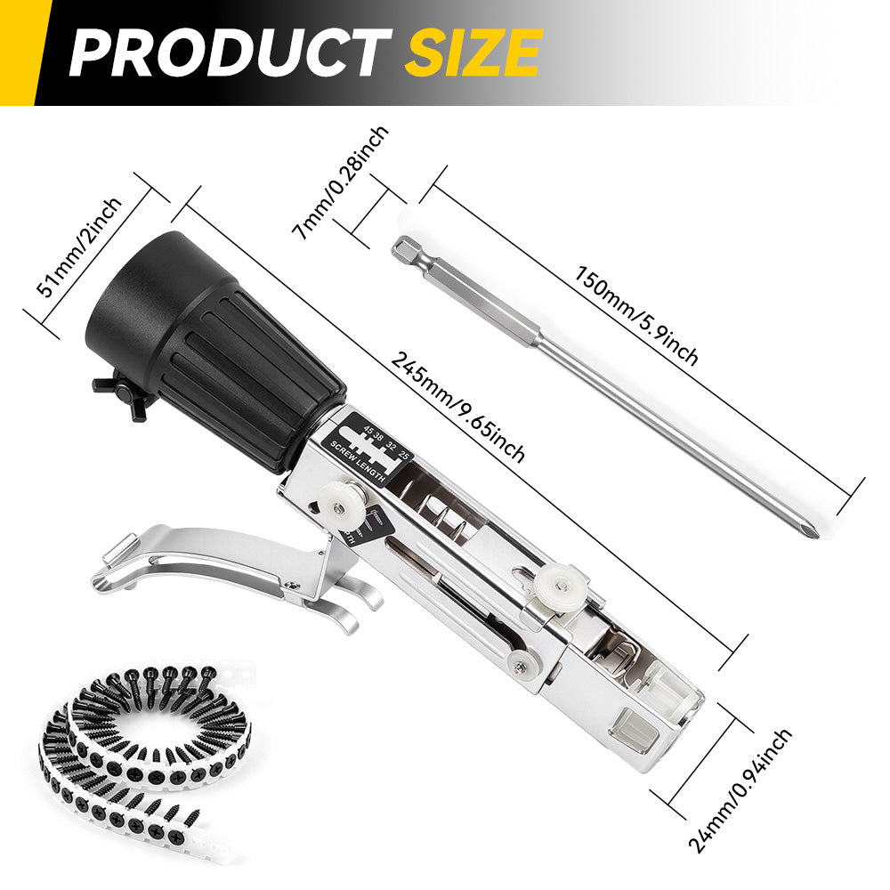 ONEVAN Collated Screw Gun Attachment with Adjustable Screw Depth & Length