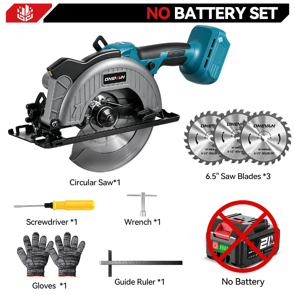 Sierras circulares multifunción de mano inalámbricas y sin escobillas ONEVAN de 150 mm y 6 pulgadas | Para batería Makita de 18 V