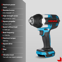 ONEVAN 1/2" 1800N·m Impact Wrench & 1000N·m Ratchet Wrench Brushless Cordless 2‑Pc. Combo Kit 6.0Ah