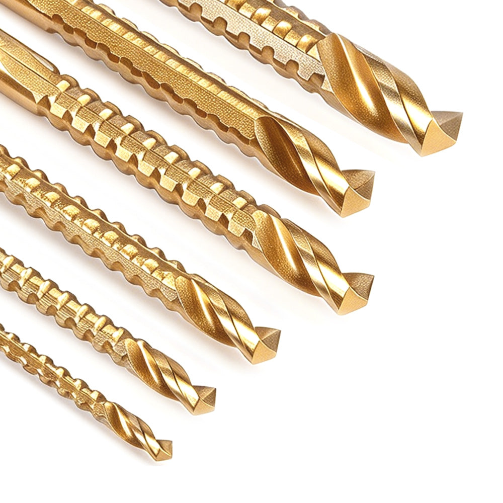 ONEVAN 6-Piece Serrated HSS Drill Bit Set, Titanium-Coated Twist Bits for Wood & Plastic