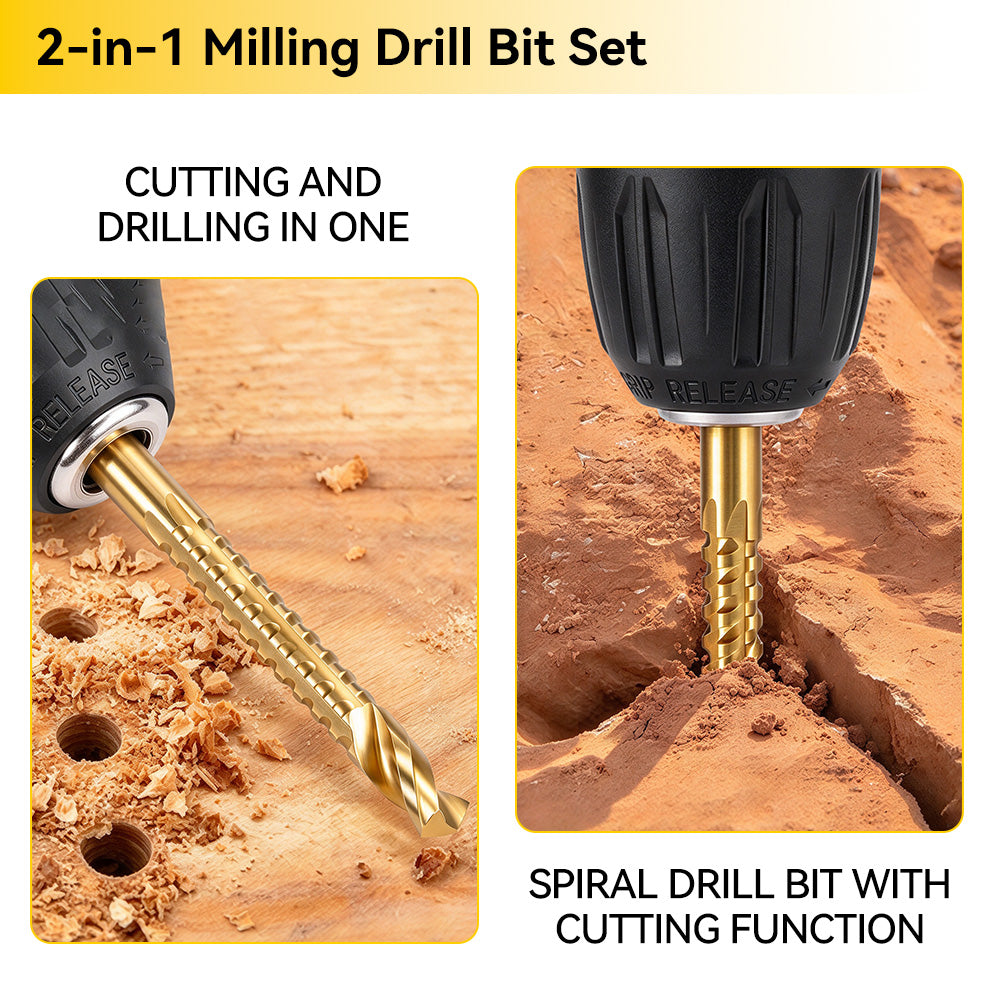 ONEVAN 6-Piece Serrated HSS Drill Bit Set, Titanium-Coated Twist Bits for Wood & Plastic
