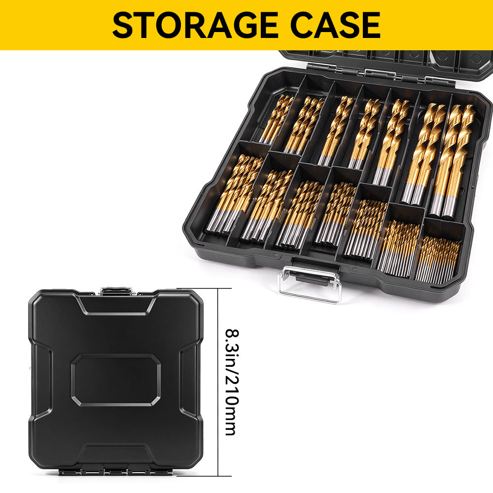 ONEVAN 99-Piece Titanium-Coated HSS Drill Bit Set for Wood, Plastic & Metal
