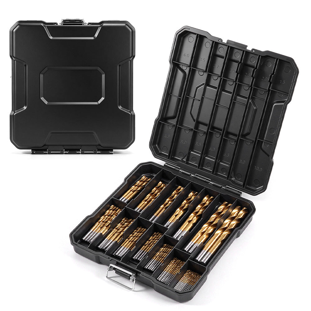 ONEVAN 99-Piece Titanium-Coated HSS Drill Bit Set for Wood, Plastic & Metal