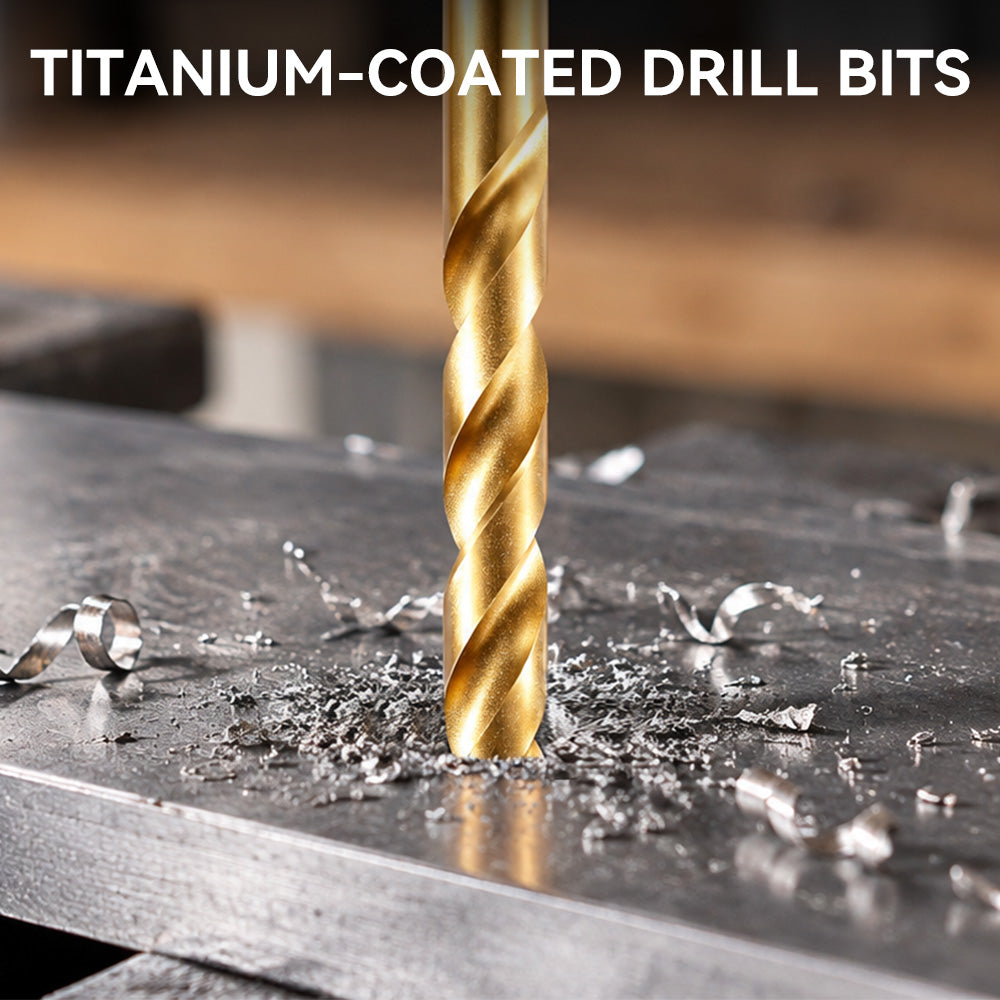 ONEVAN 99-Piece Titanium-Coated HSS Drill Bit Set for Wood, Plastic & Metal
