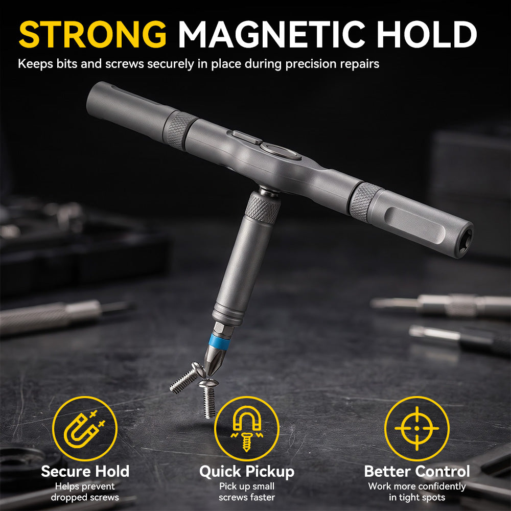 ONEVAN 24-in-1 T-Handle Ratcheting Screwdriver Kit – Magnetic S2 Steel Bits, Compact Multi-Bit Repair Tool