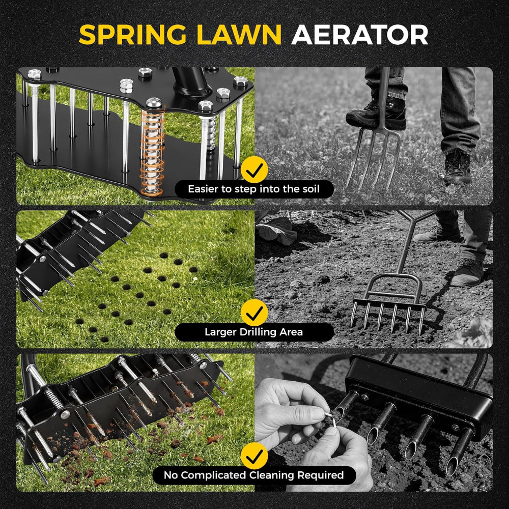ONEVAN Lawn Aerator 15-Spike Manual Soil Aeration Tool