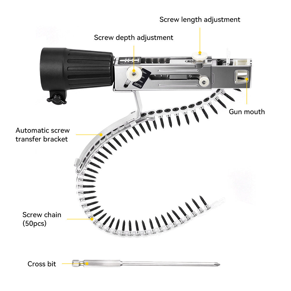 ONEVAN Collated Screw Gun Attachment with Adjustable Screw Depth & Length