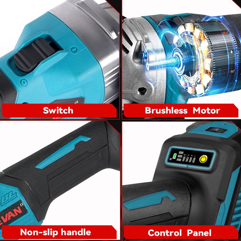 ONEVAN 125mm Brushless Cordless Angle Grinder 6 Gears | For Makita 18V Battery
