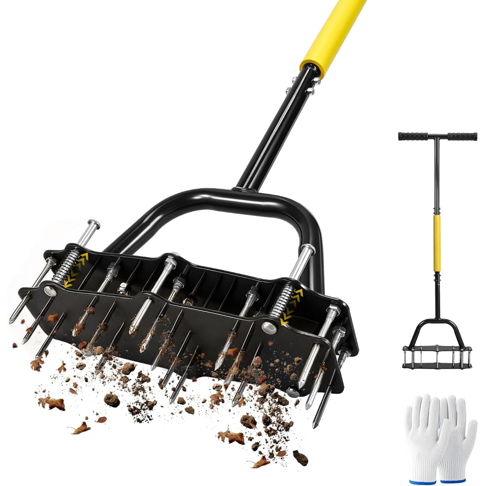 ONEVAN Lawn Aerator 15-Spike Manual Soil Aeration Tool