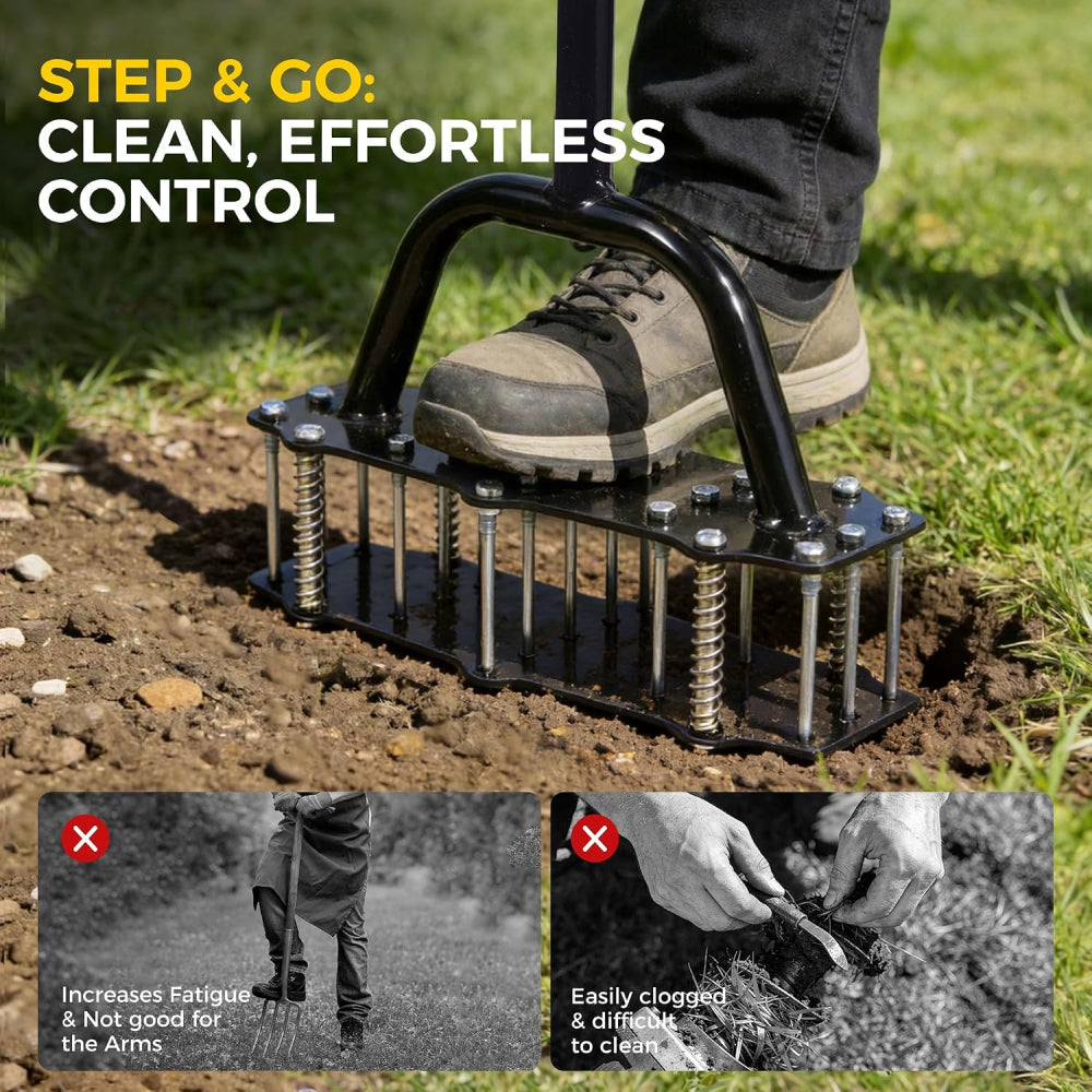 ONEVAN Lawn Aerator 15-Spike Manual Soil Aeration Tool