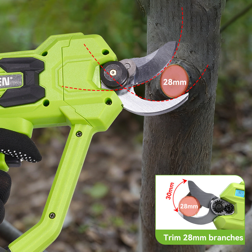 ONEVAN 30mm Brushless Cordless Pruning Shears Kit with Counter & Battery Display