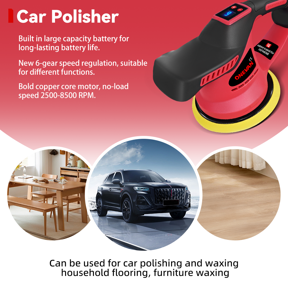 ONEVAN 6 Inch Brushless Cordless Car Polishing Machine | For Makita 18V-21V Battery