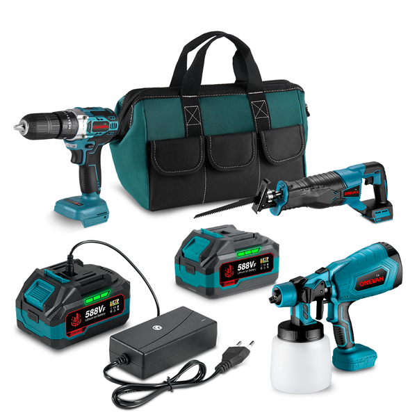 Cordless Tool Combo Kits Reciprocating Saw+Impact Drill+Paint
