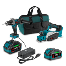 ONEVAN 13mm Electric Drill & 18V Handheld Planer Brushless Cordless 2‑Pc. Combo Kit 6.0Ah