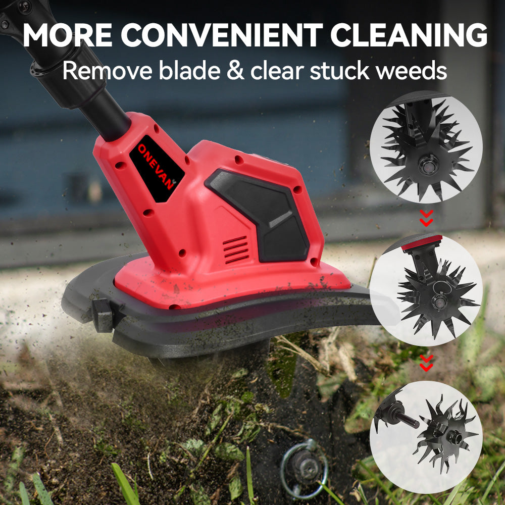 ONEVAN 18V Cordless Mini Tiller – 17cm Depth with Anti-Tangle Blades