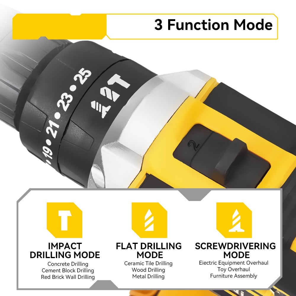 Taladro de impacto inalámbrico ONEVAN sin escobillas con 45 accesorios | Para batería Makita de 18 V