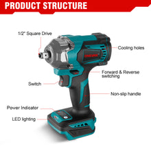 ONEVAN 1/2" Impact Wrench & 13mm Electric Drill & 125mm Angle Grinder Brushless Cordless 3‑Pc. Combo Kit 6.0Ah